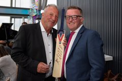 Beefy presenting signed cricket bat 